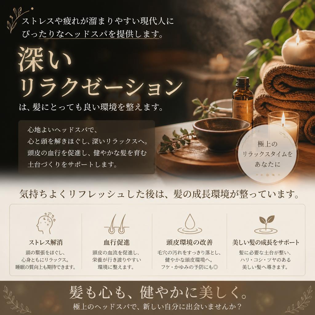 リラックスできるヘッドスパ